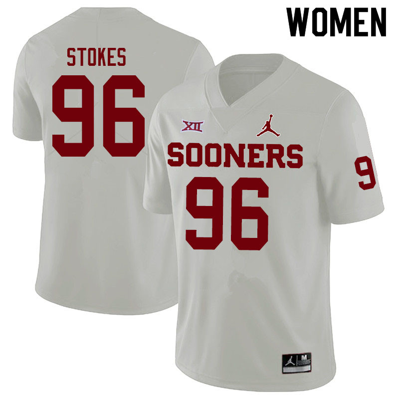 Women #96 LaRon Stokes Oklahoma Sooners Jordan Brand College Football Jerseys Sale-White - Click Image to Close